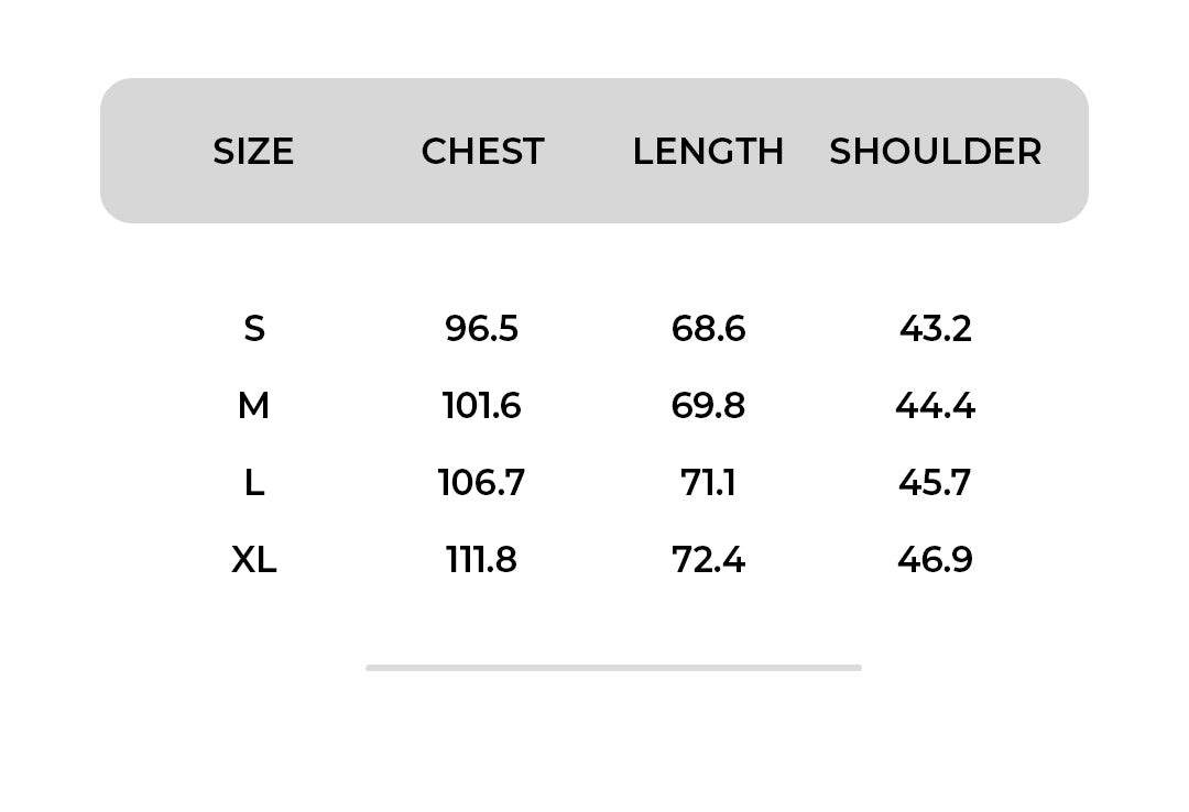 Size Chart - INCHES