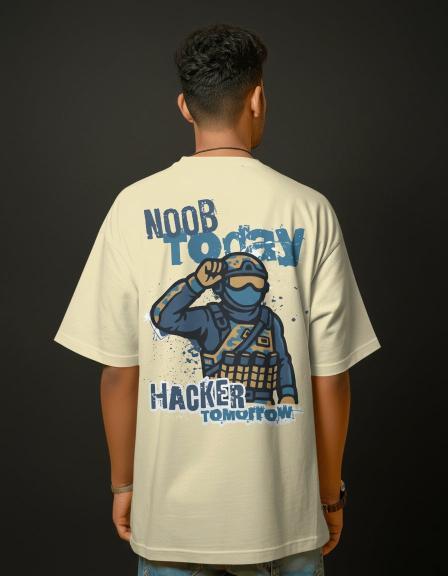 Noob Today, Hacker Tomorrow – Funny Gamer Oversized Tee