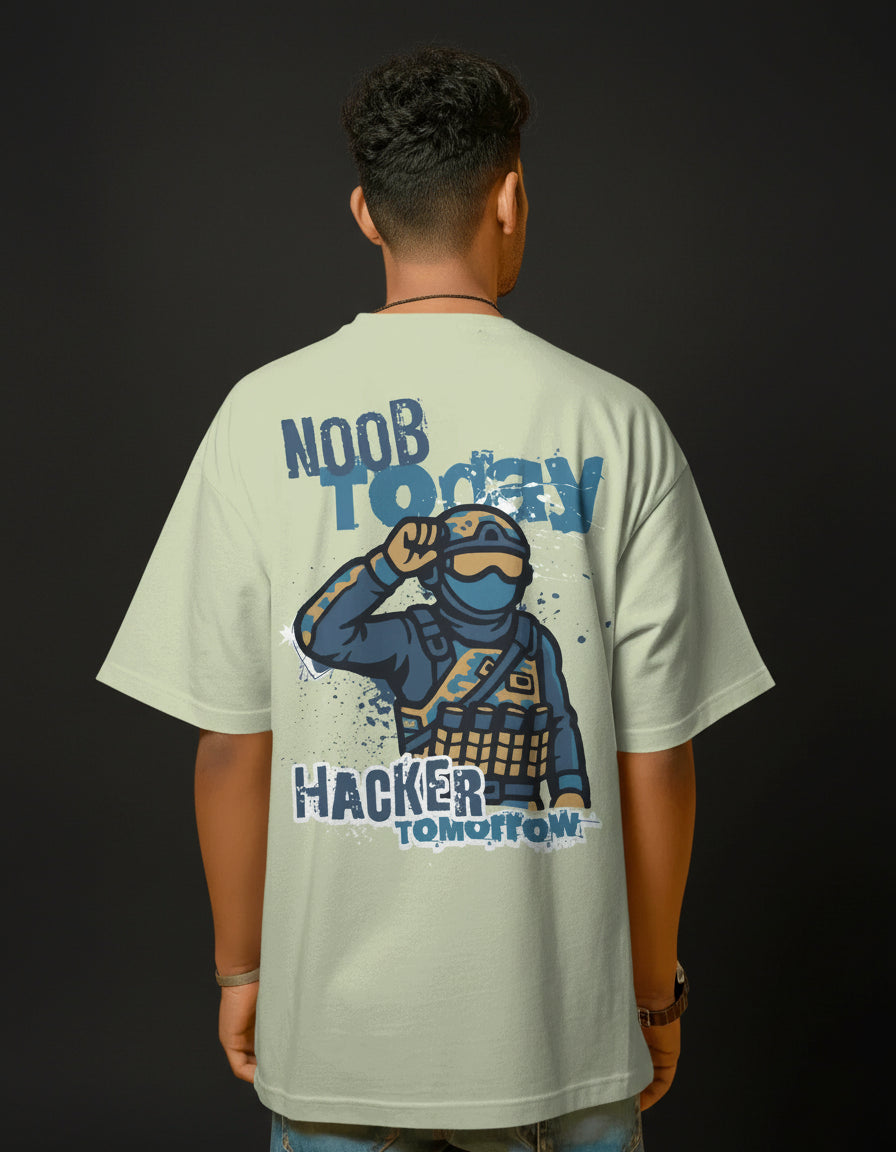 Noob Today, Hacker Tomorrow – Funny Gamer Oversized Tee